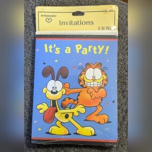 Vintage Ambassador Garfield Party Invitations, Pack Of 8, Odie, Vintage Cards